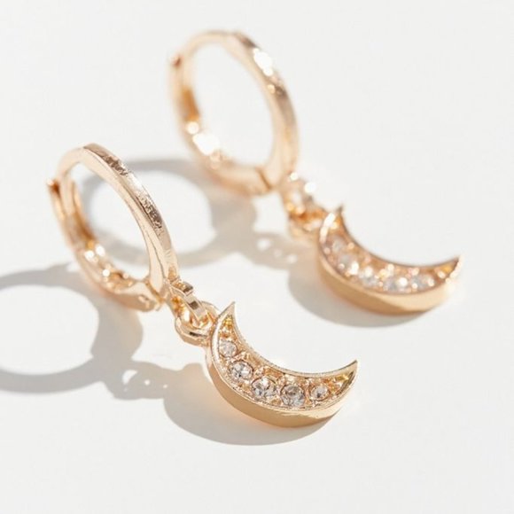 Moon with Diamond Drop Earrings - Picture 4 of 8